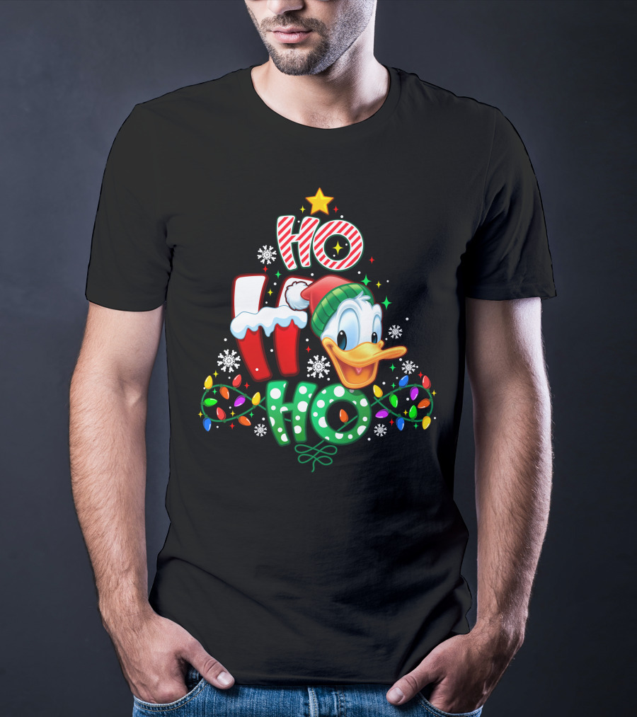 Donald Duck Christmas Ho Ho Ho Festive Lights T-Shirt