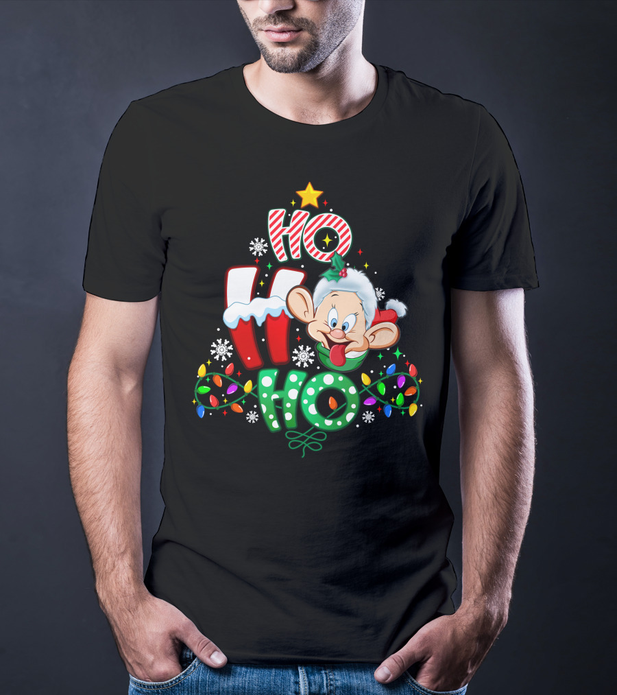 Dopey Ho Ho Ho Christmas Lights Snowflakes Holiday Cheer T-Shirt