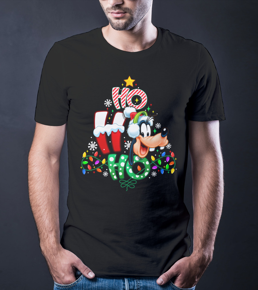 Goofy Ho Ho Ho Christmas Lights Holiday T-Shirt