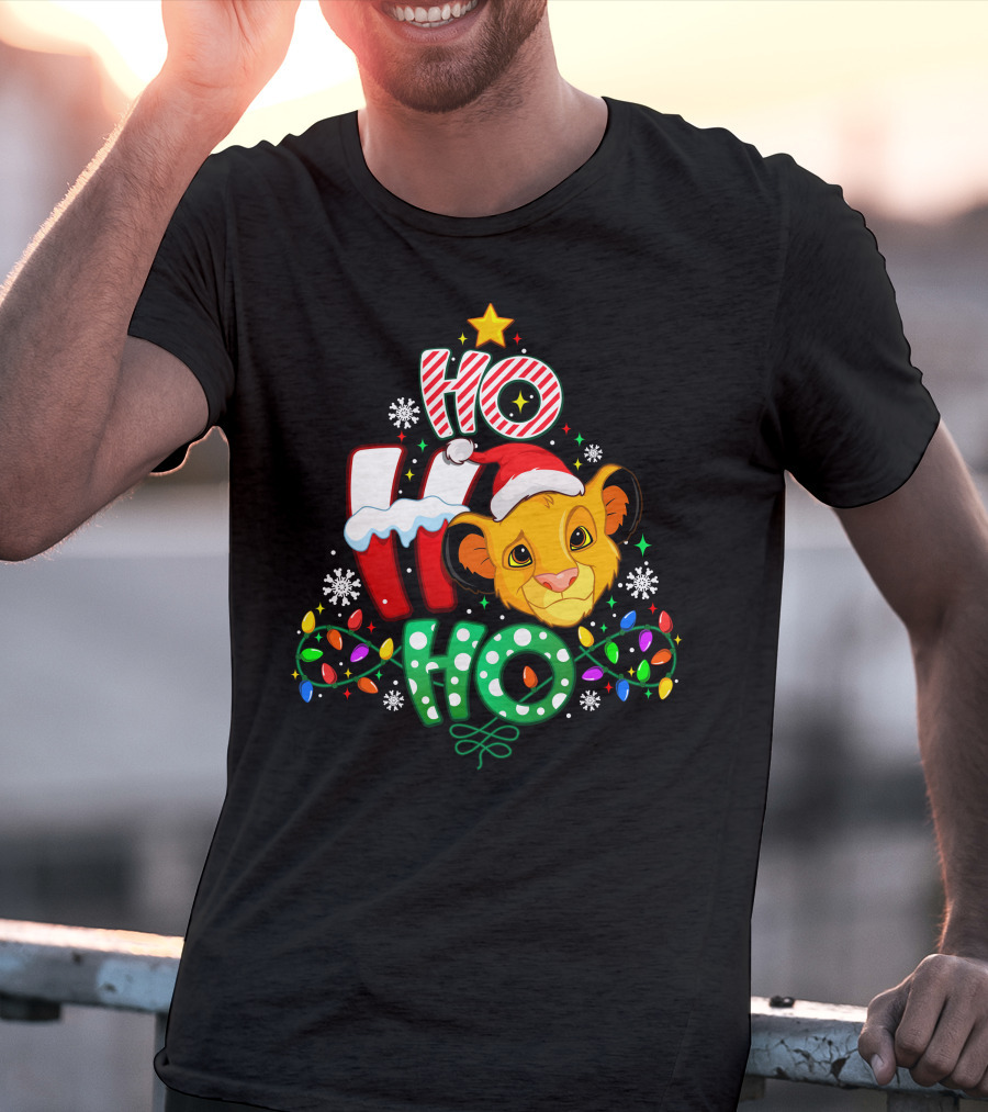 Ho Ho Ho Simba Christmas Lights Santa Hat T-Shirt