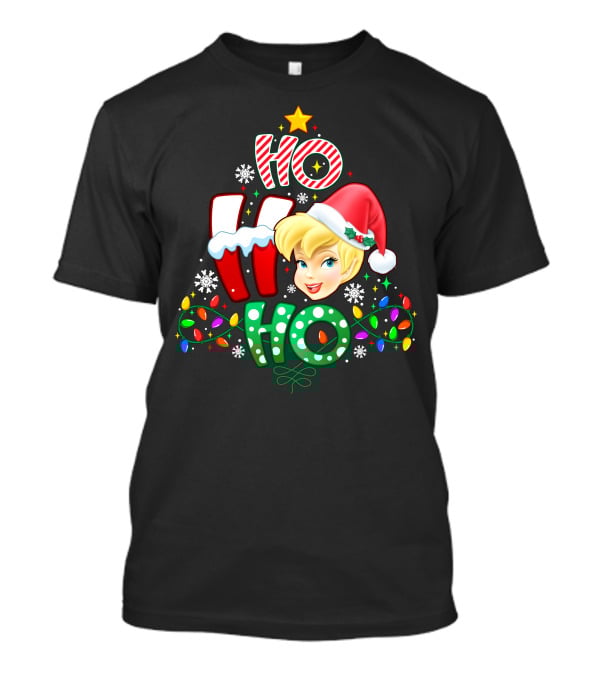 Ho Ho Ho Tinker Bell Christmas Lights Snowflakes Santa Hat T-Shirt