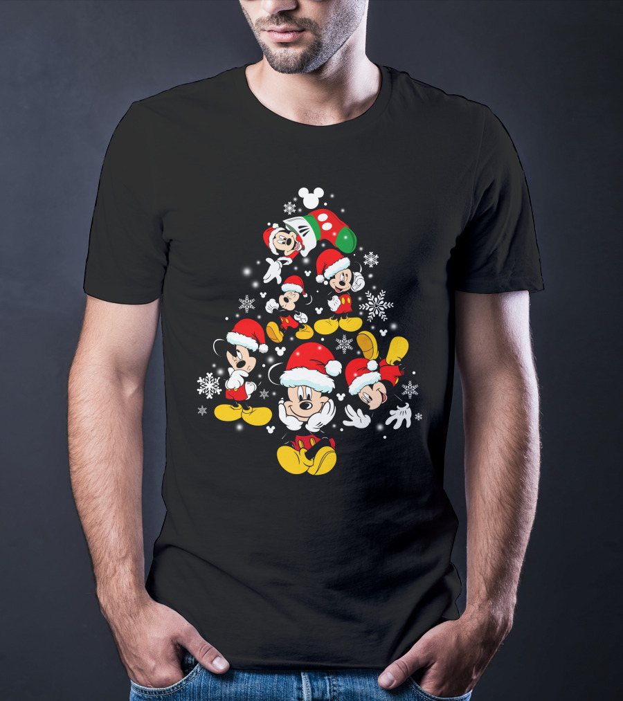 Mickey Mouse Santa Christmas Snowflake Holiday Celebration T-Shirt
