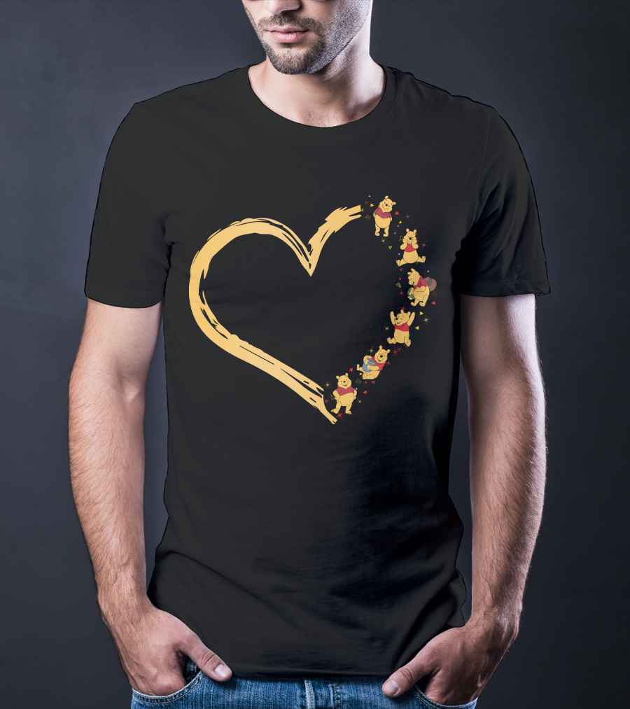 Winnie The Pooh Characters Heart-Shaped T-Shirt