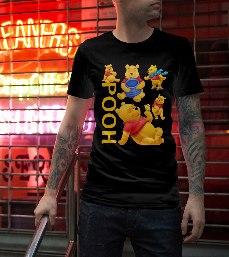 Pooh With Honey Pot And Playful Poses T-Shirt