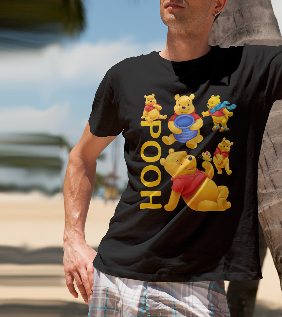 Pooh With Honey Pot And Playful Poses T-Shirt