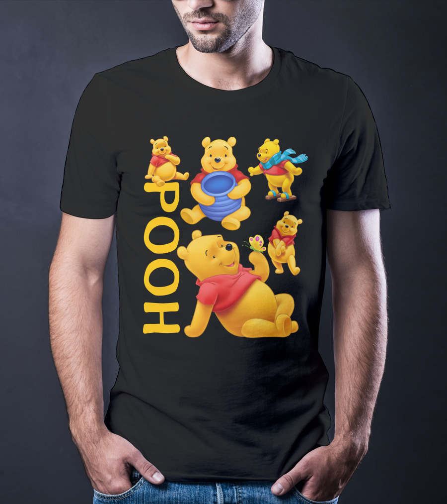 Pooh With Honey Pot And Playful Poses T-Shirt