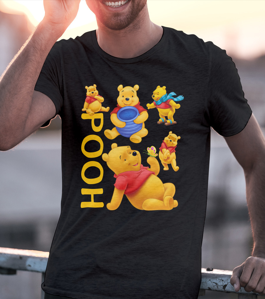 Pooh With Honey Pot And Playful Poses T-Shirt