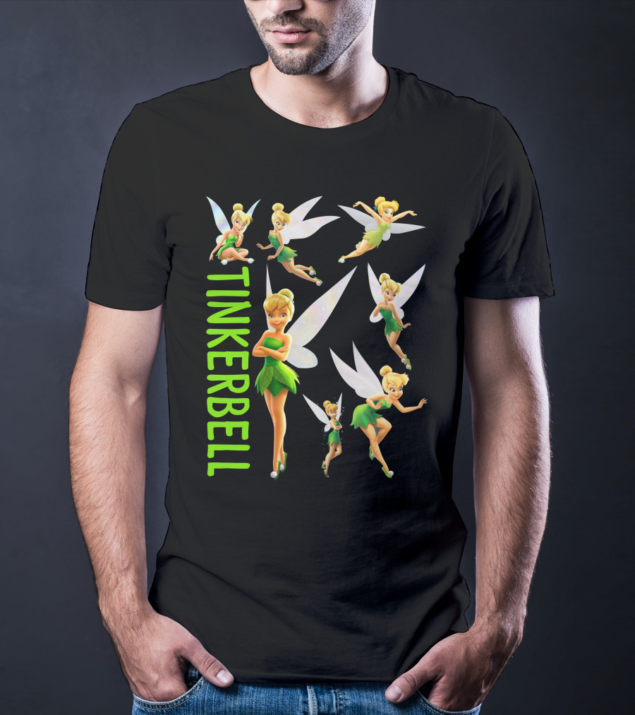 Tinker Bell Fairies In Action With Wings And Green Dress T-Shirt