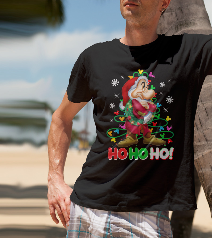 Grumpy Ho Ho Ho Christmas Mickey Snowflakes Disneyland T-Shirt