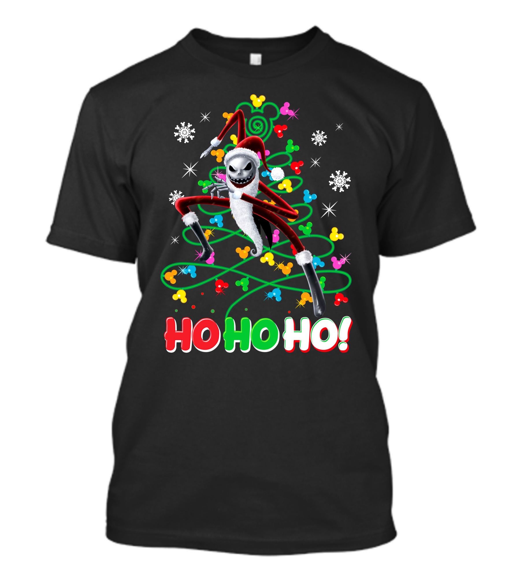 Jack Skellington Christmas Ho Ho Ho Santa Costume Snowflakes Disney Holiday T-Shirt