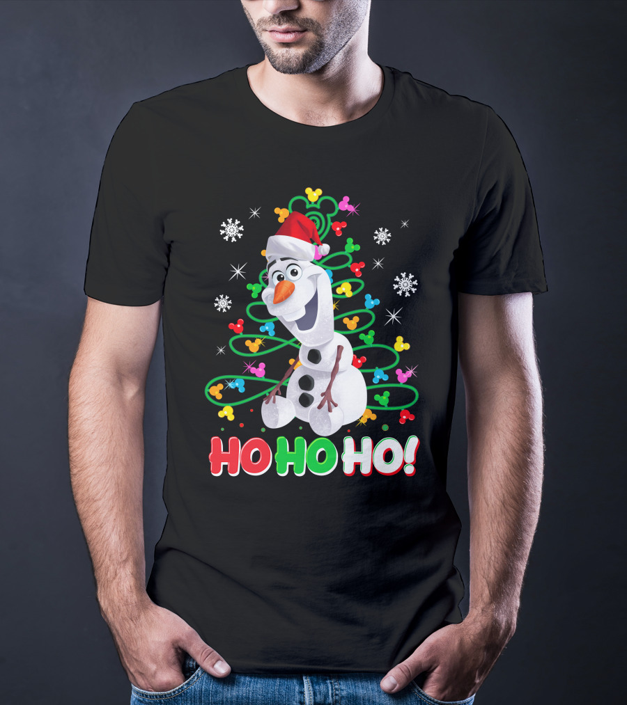 Olaf Christmas Santa Hat Snowflakes Ho Ho Ho Disney Frozen T-Shirt