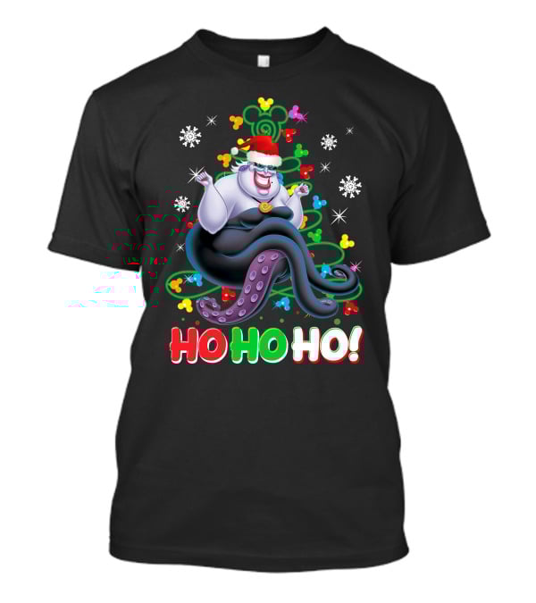 Ursula Christmas Ho Ho Ho Santa Hat Snowflakes T-Shirt