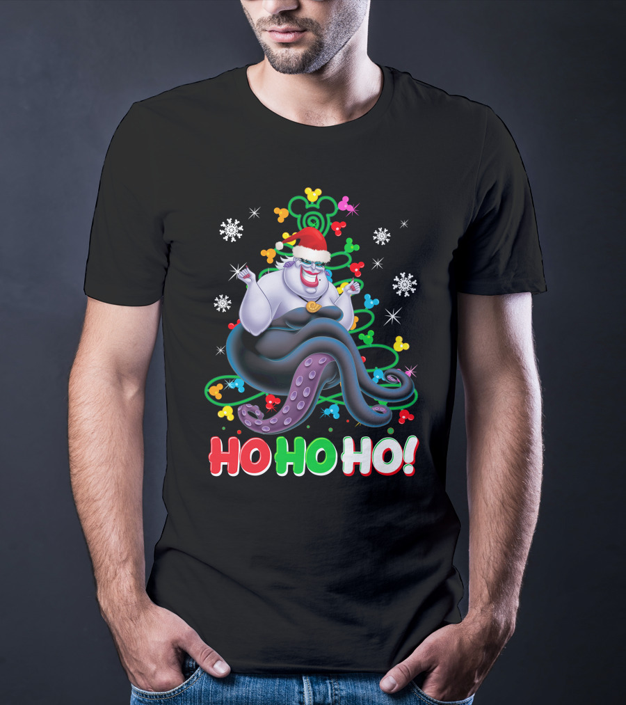 Ursula Christmas Ho Ho Ho Santa Hat Snowflakes T-Shirt