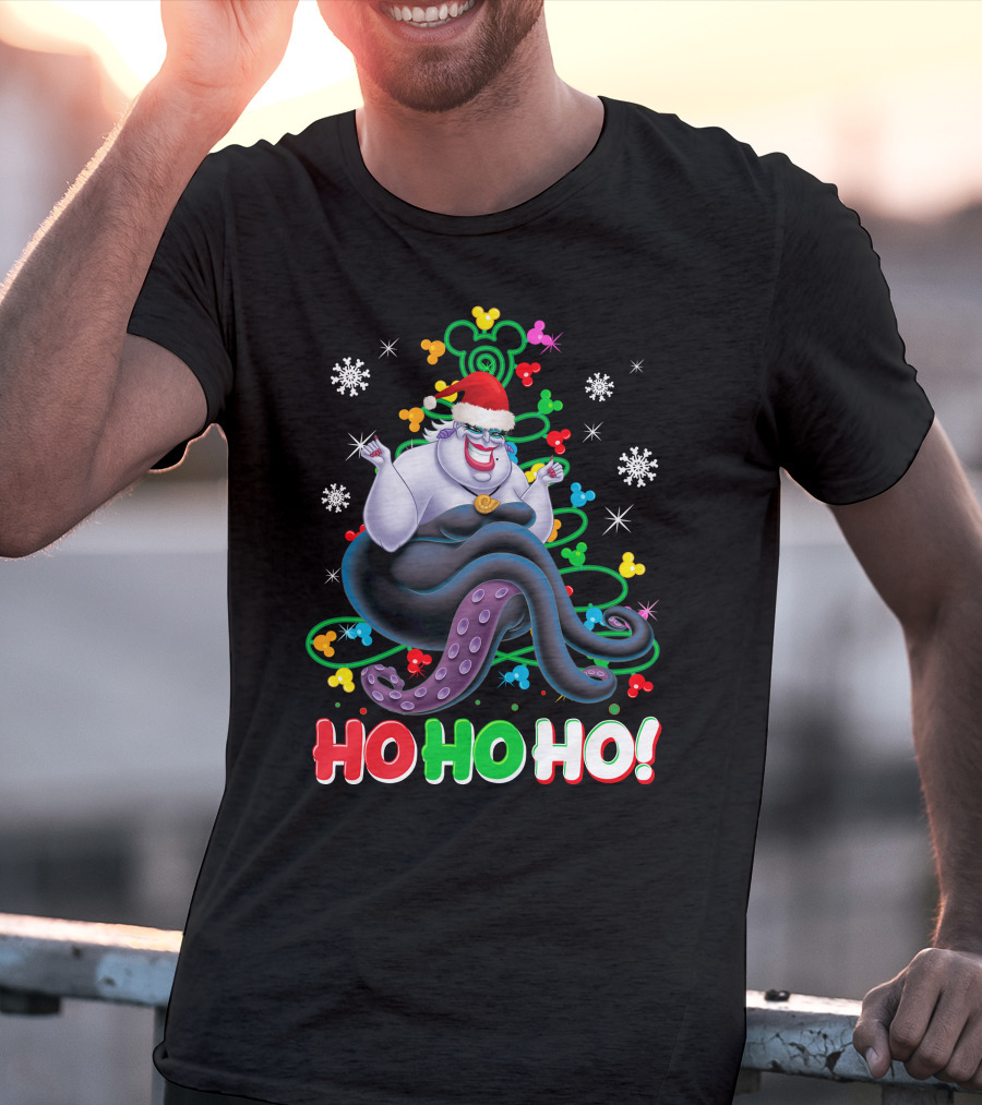 Ursula Christmas Ho Ho Ho Santa Hat Snowflakes T-Shirt