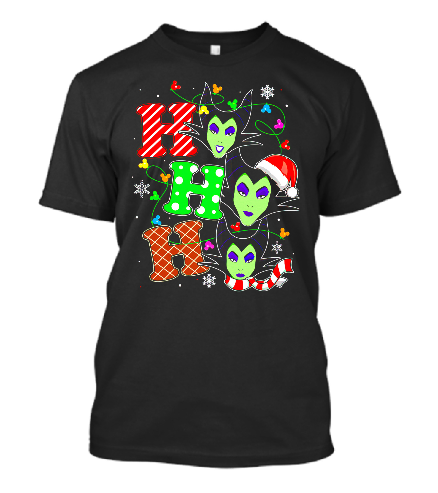 Maleficent Holiday Ho Ho Ho Christmas Disney Villain Santa Hat T-Shirt