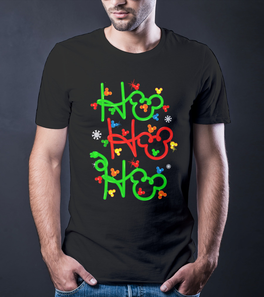 Ho Ho Ho Mickey Head Christmas Lights T-Shirt