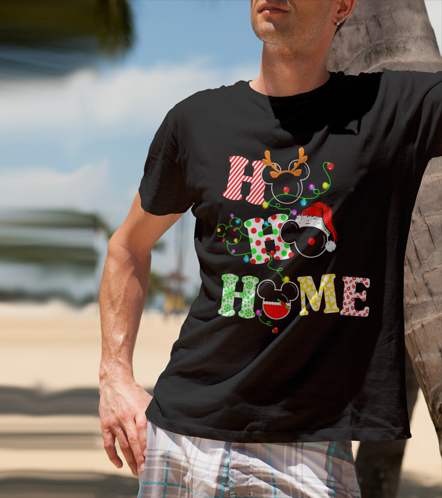 Ho Ho Ho Me Mickey Head Christmas Lights T-Shirt