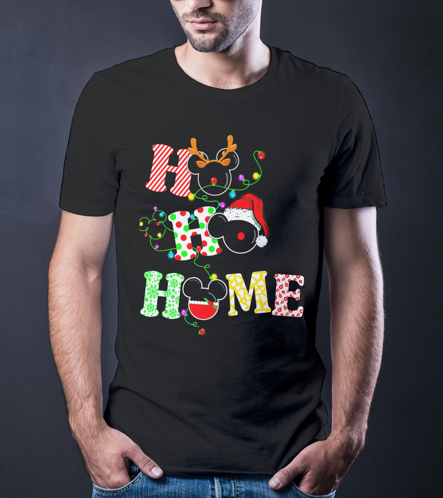 Ho Ho Ho Me Mickey Head Christmas Lights T-Shirt