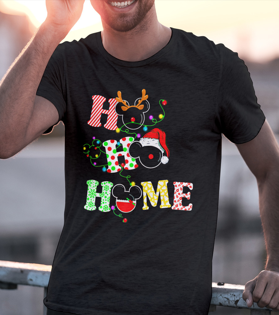 Ho Ho Ho Me Mickey Head Christmas Lights T-Shirt