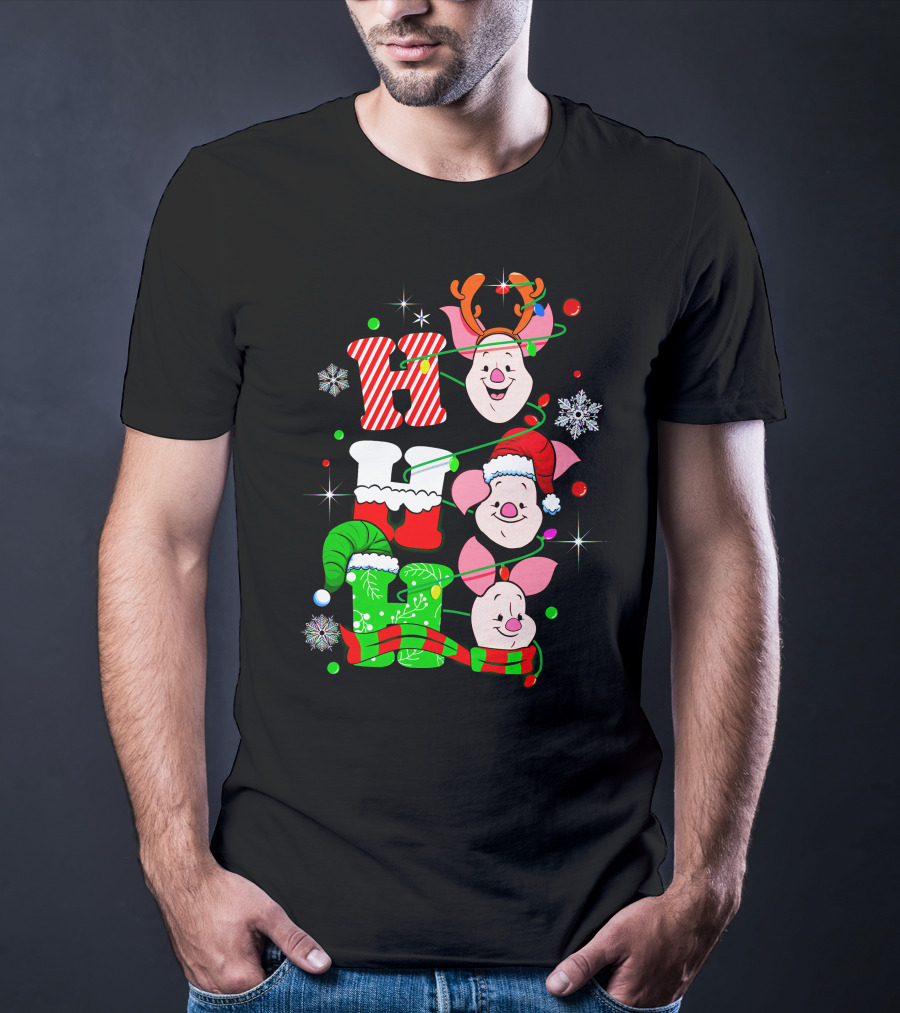 Holiday Piglet H O H Christmas Cheer T-Shirt