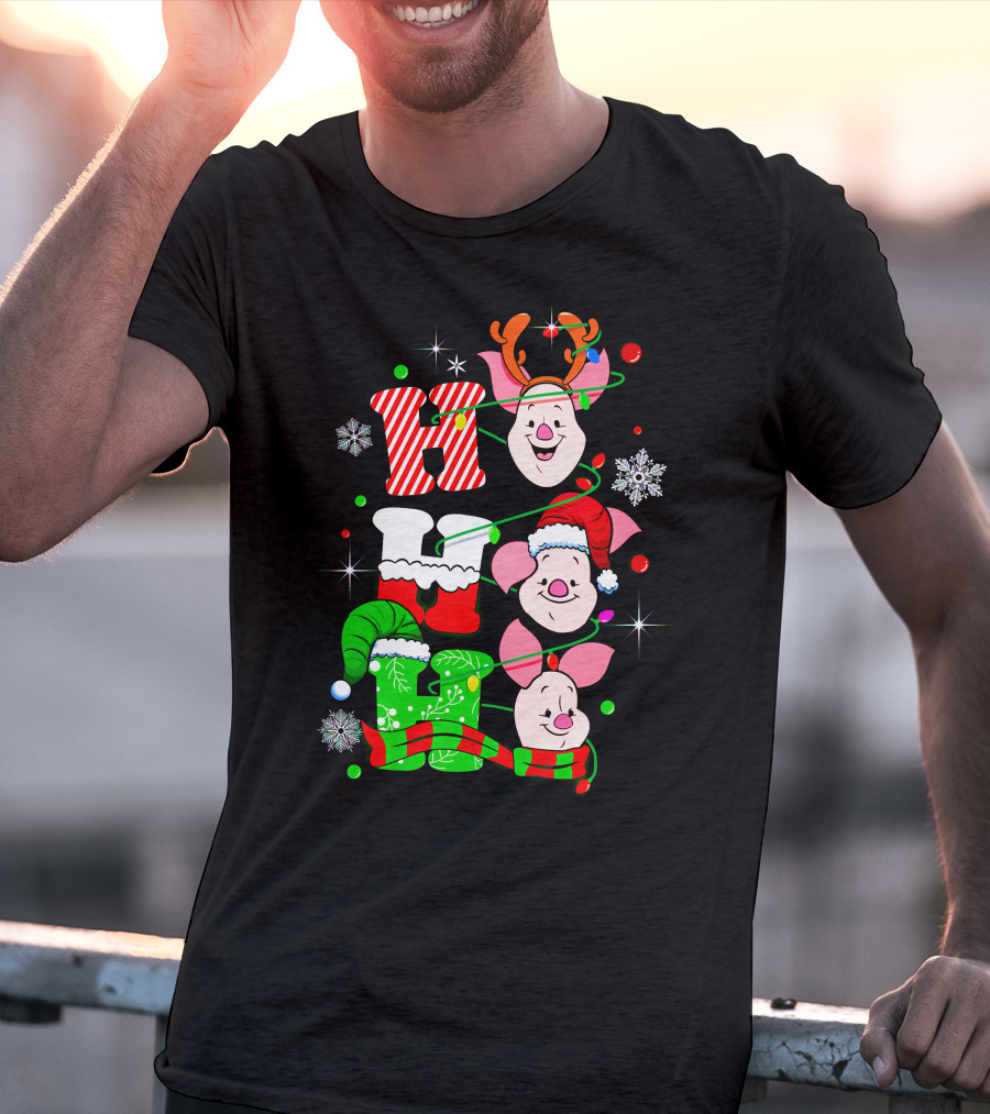 Holiday Piglet H O H Christmas Cheer T-Shirt