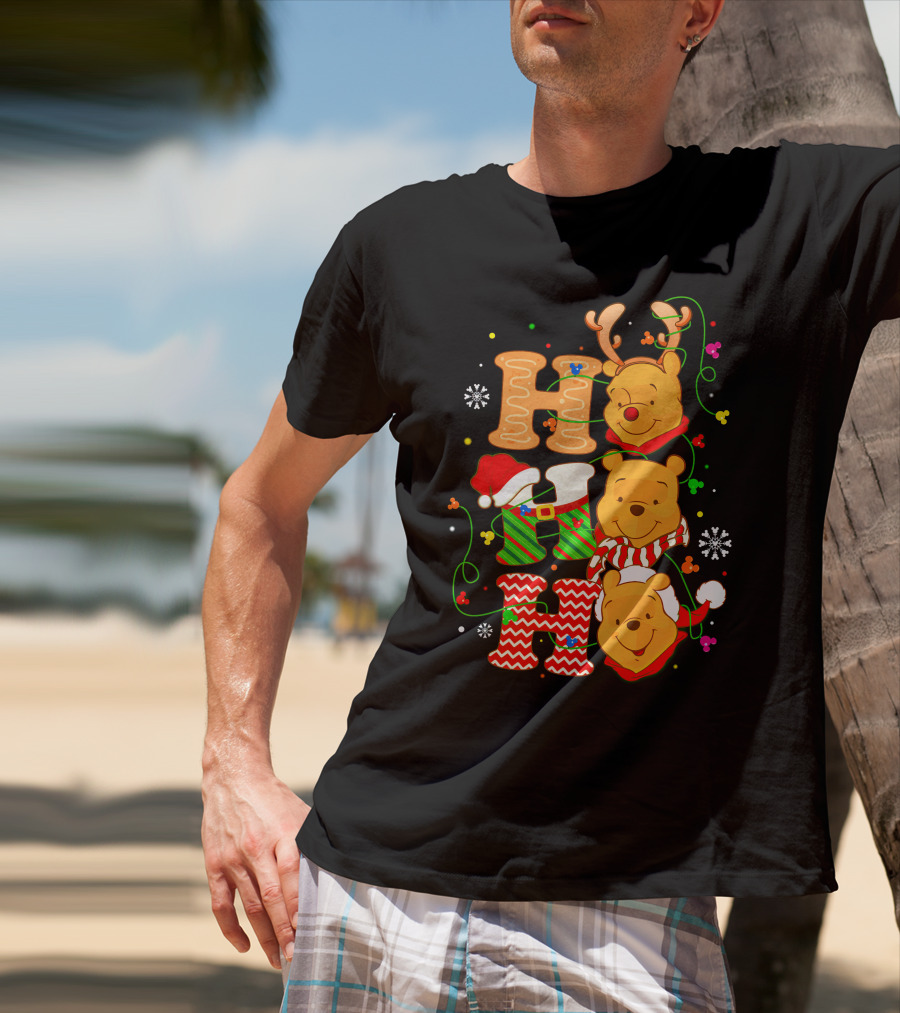 Ho Ho Ho Pooh Christmas Holiday Theme T-Shirt