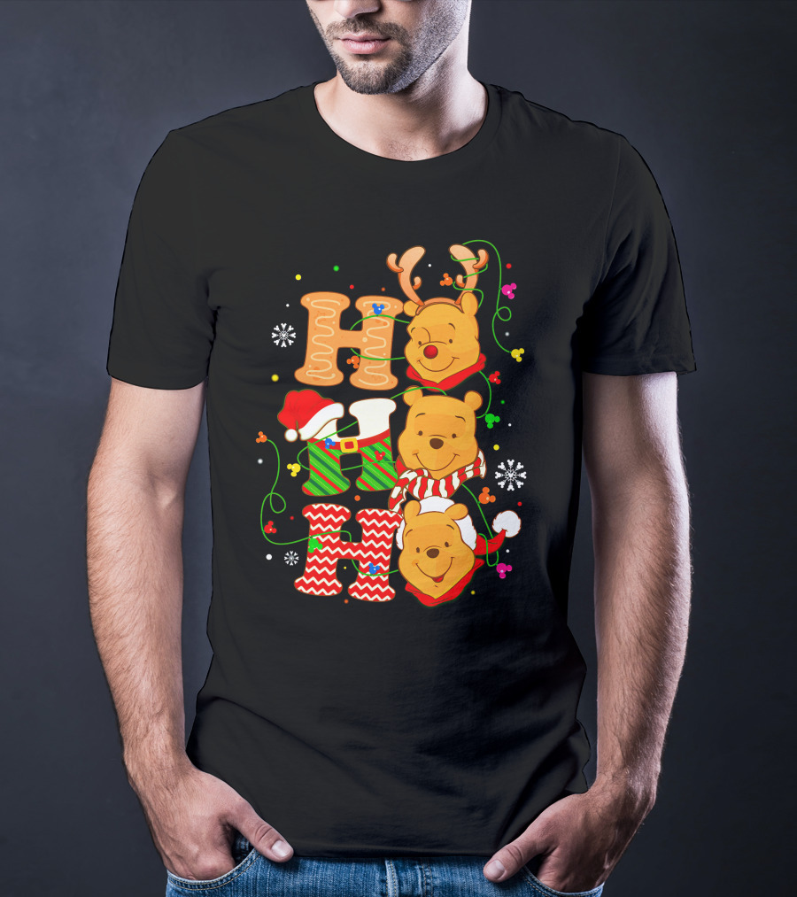 Ho Ho Ho Pooh Bear Christmas Holiday Cheer T-Shirt