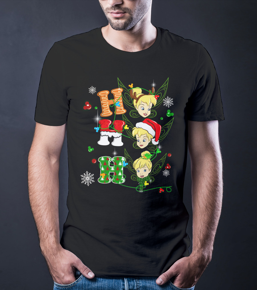 Tinker Bell Christmas Holiday Cheer With Gingerbread And Santa Hats T-Shirt