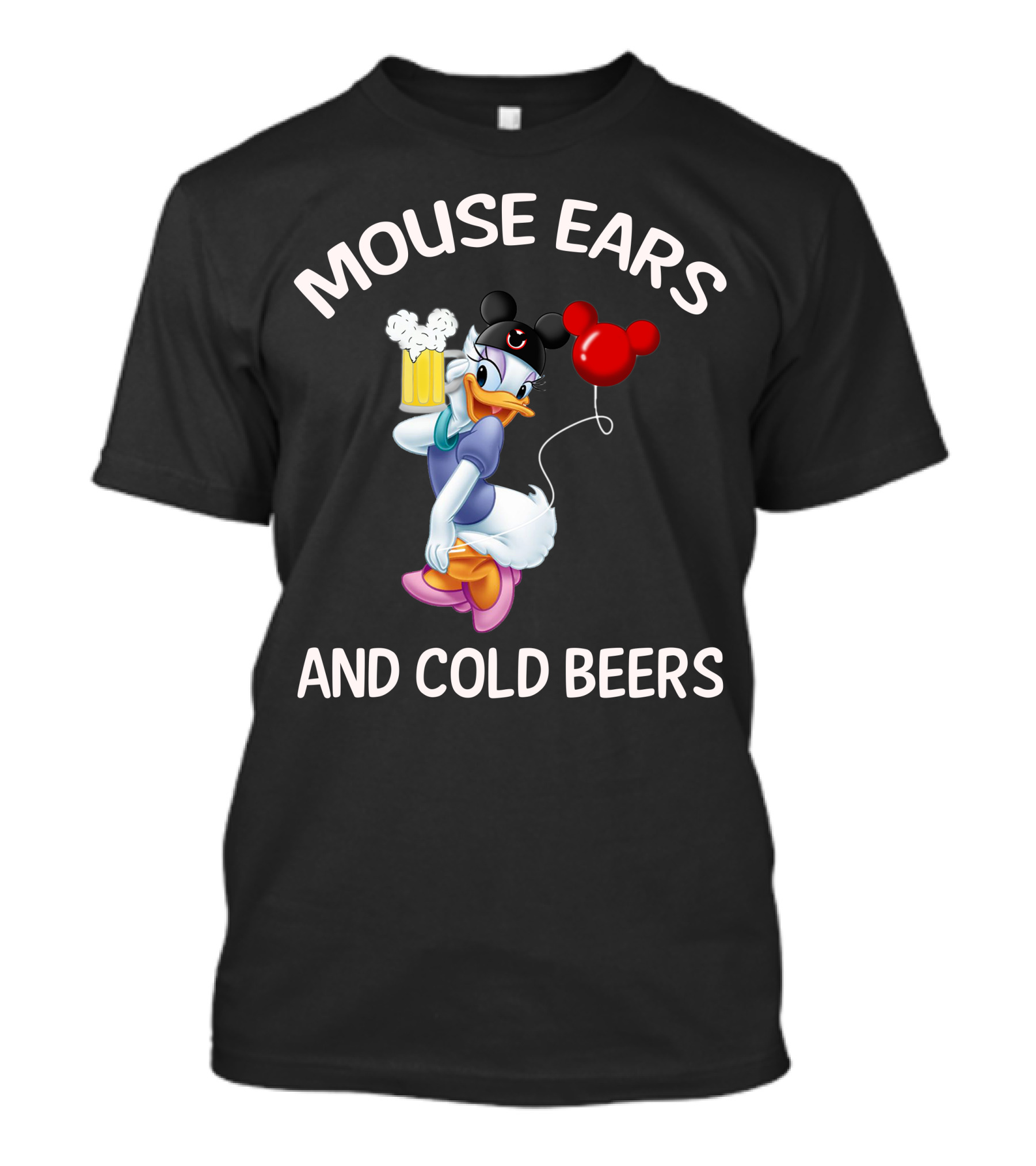 Mouse Ears And Cold Beers Daisy Duck Balloon And Beer Cartoon T-Shirt