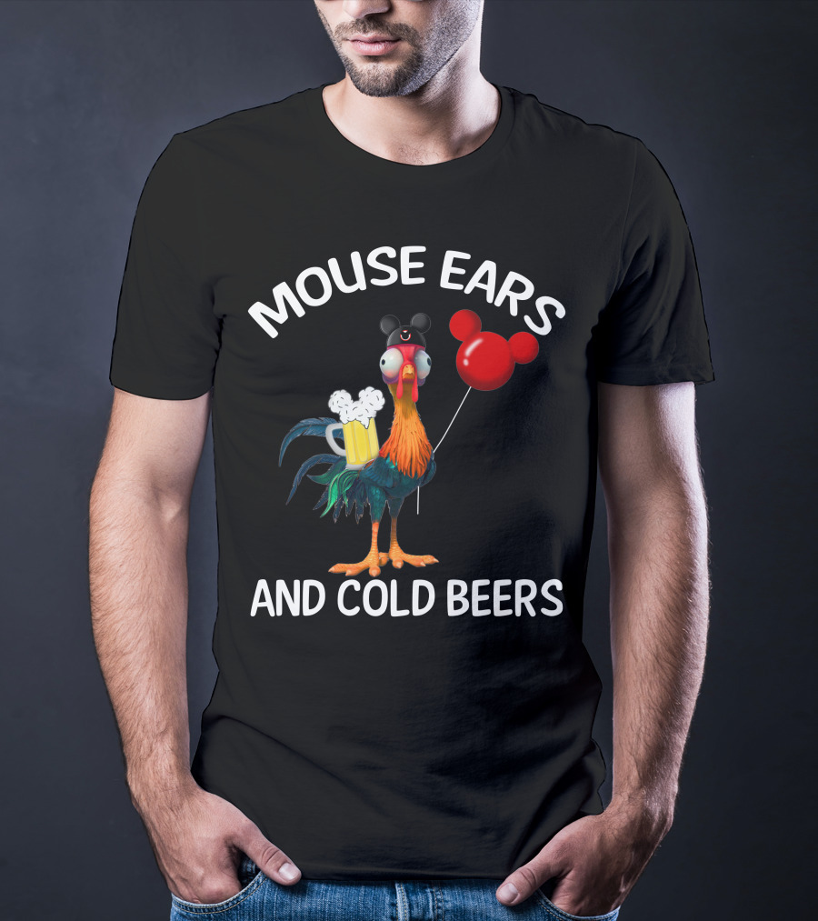 Mouse Ears And Cold Beers Heihei Balloon Beer Rooster T-Shirt