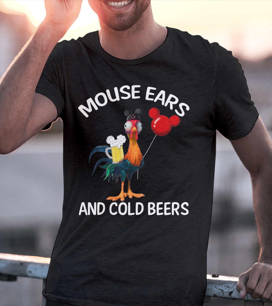 Mouse Ears And Cold Beers Heihei Balloon Beer Rooster T-Shirt