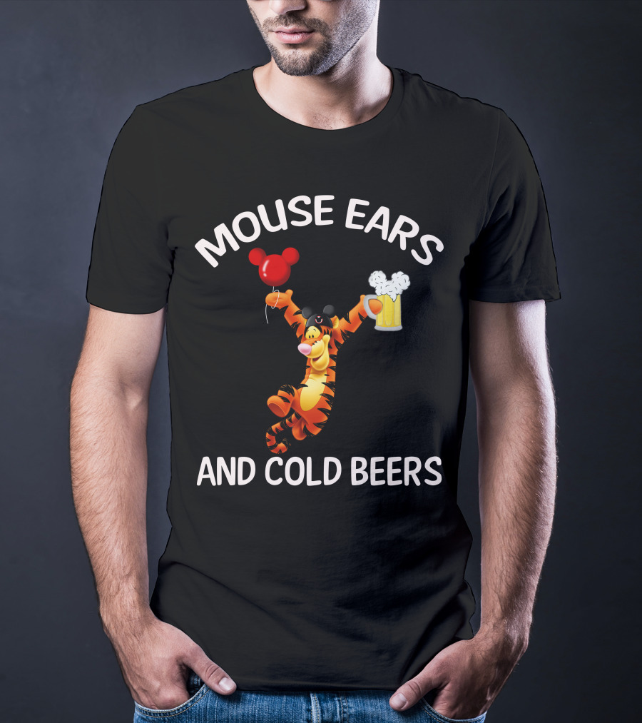 Mouse Ears And Cold Beers Tigger Balloon And Beer Mug T-Shirt