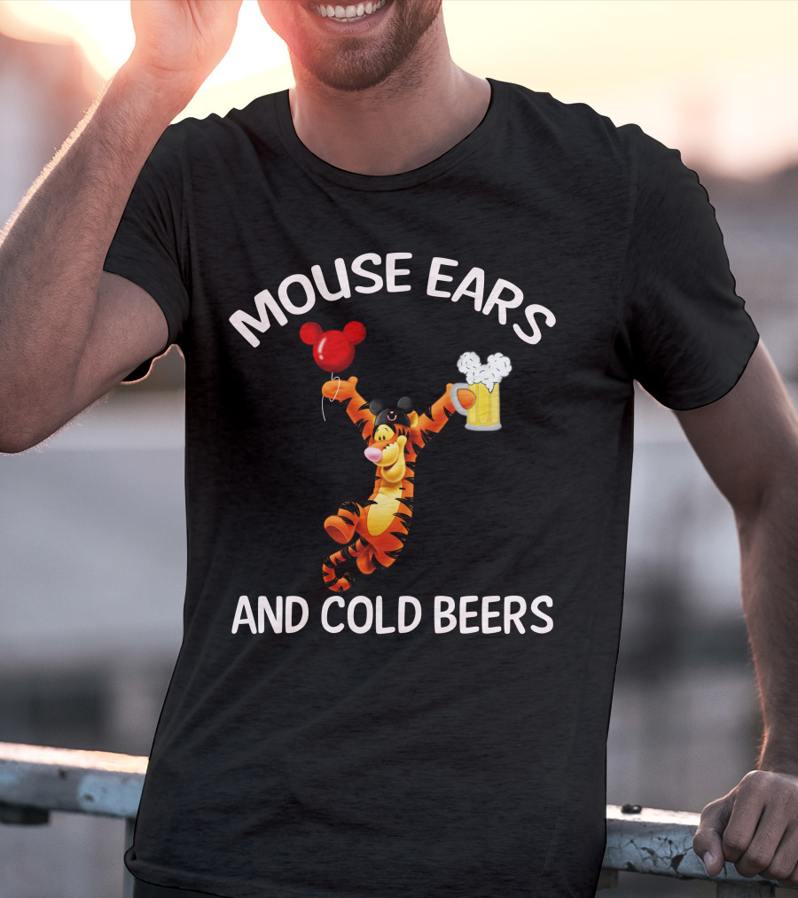 Mouse Ears And Cold Beers Tigger Balloon And Beer Mug T-Shirt