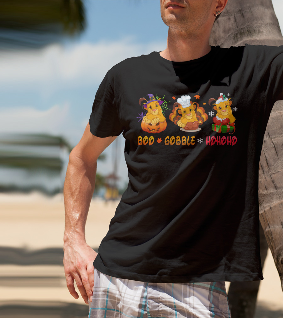 Boo Gobble Hohoho Lion Cub Holidays T-Shirt