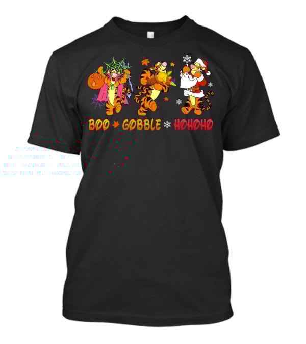 Boo Gobble Hohoho Tigger Halloween Thanksgiving Christmas T-Shirt