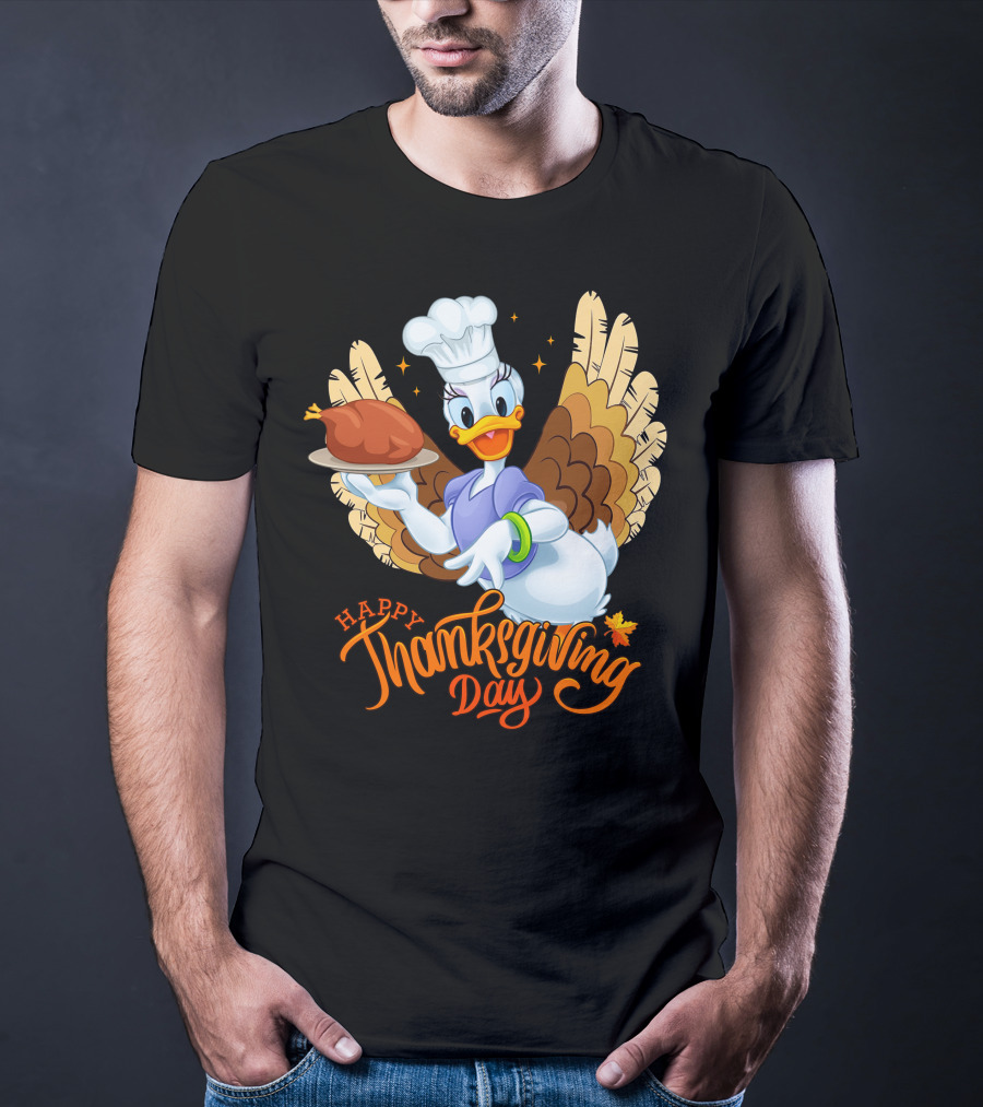 Happy Thanksgiving Day Daisy Duck Turkey Chef T-Shirt