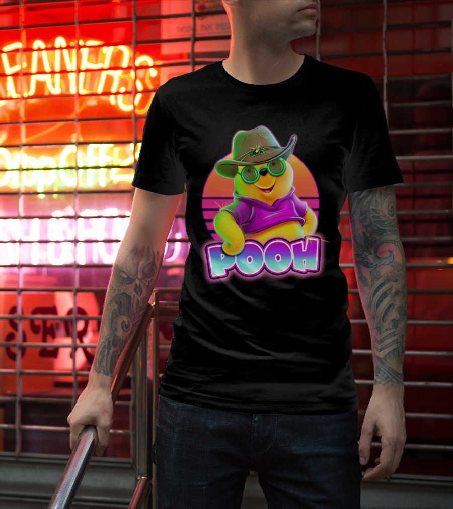 Pooh Retro Cool Style With Hat And Sunglasses T-Shirt