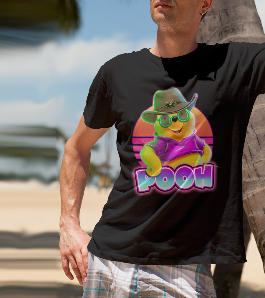 Pooh Retro Cool Style With Hat And Sunglasses T-Shirt