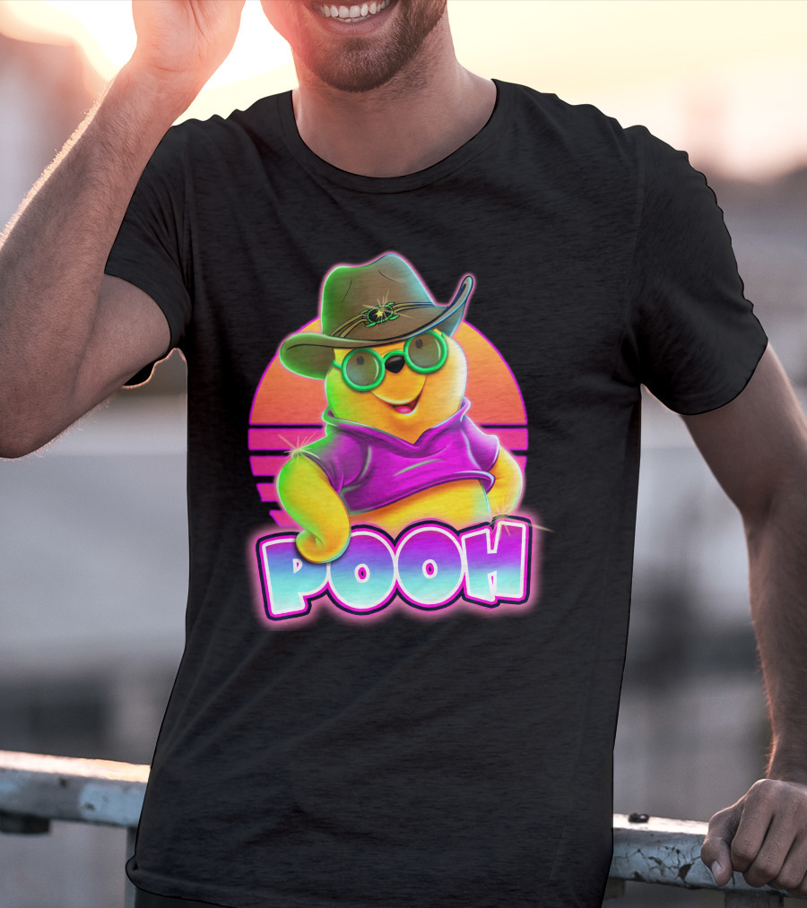 Pooh Retro Cool Style With Hat And Sunglasses T-Shirt