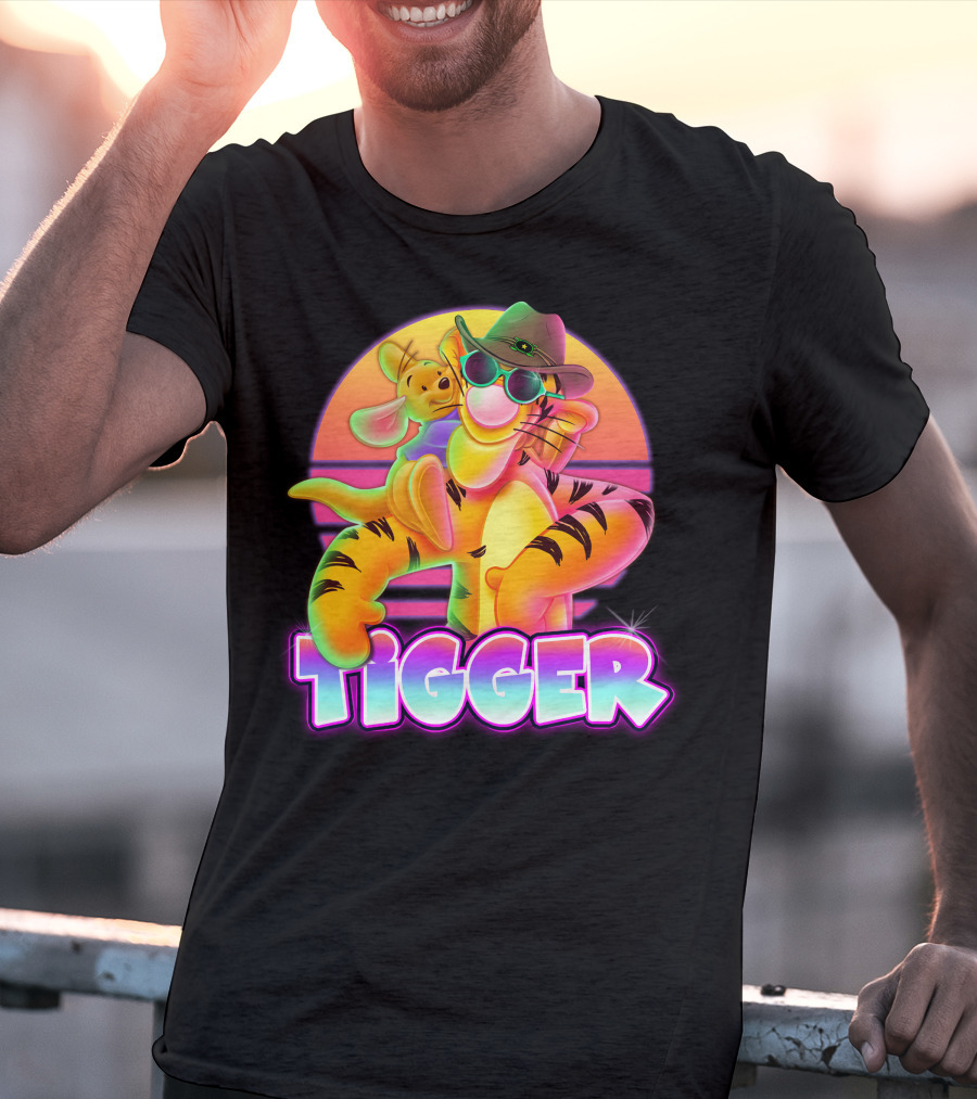 Tigger And Roo Neon Sunset Charm T-Shirt
