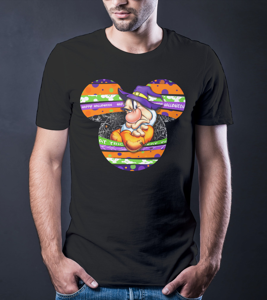 Grumpy Mickey Mouse Ears Happy Halloween Trick Or Treat T-Shirt