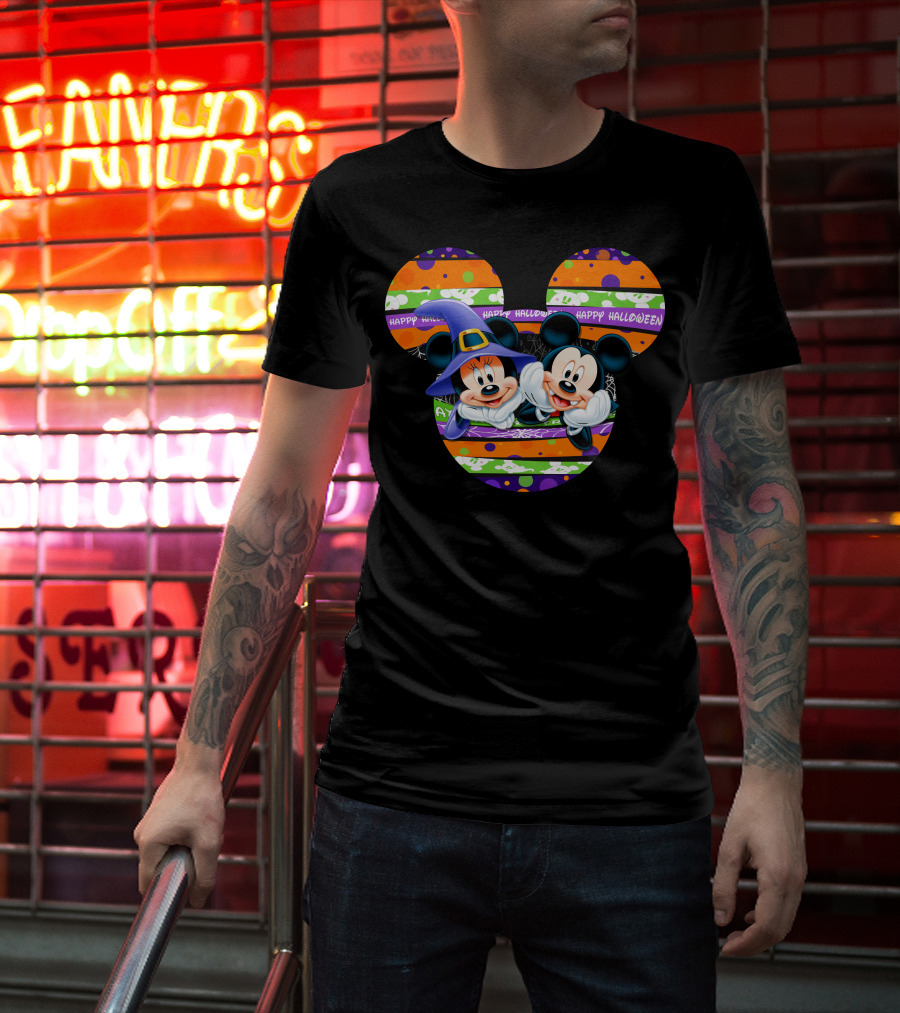 Mickey And Minnie Happy Halloween Halloween Pumpkin T-Shirt