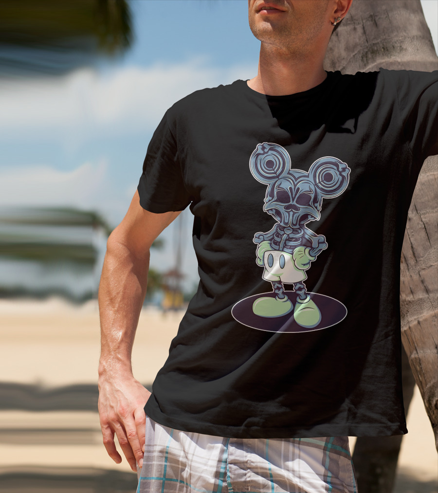 Halloween Creepy Skeleton Mouse Character T-Shirt