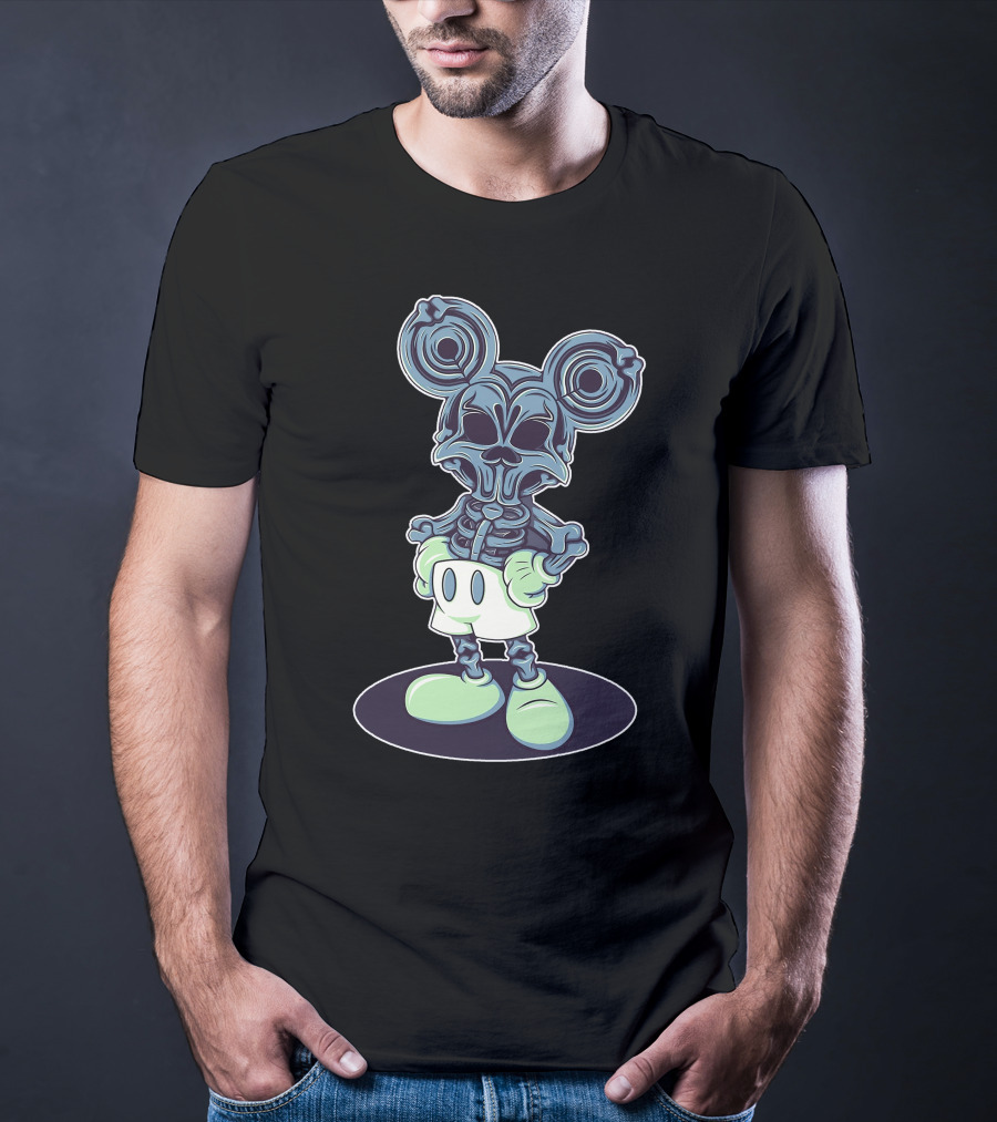 Halloween Creepy Skeleton Mouse Character T-Shirt