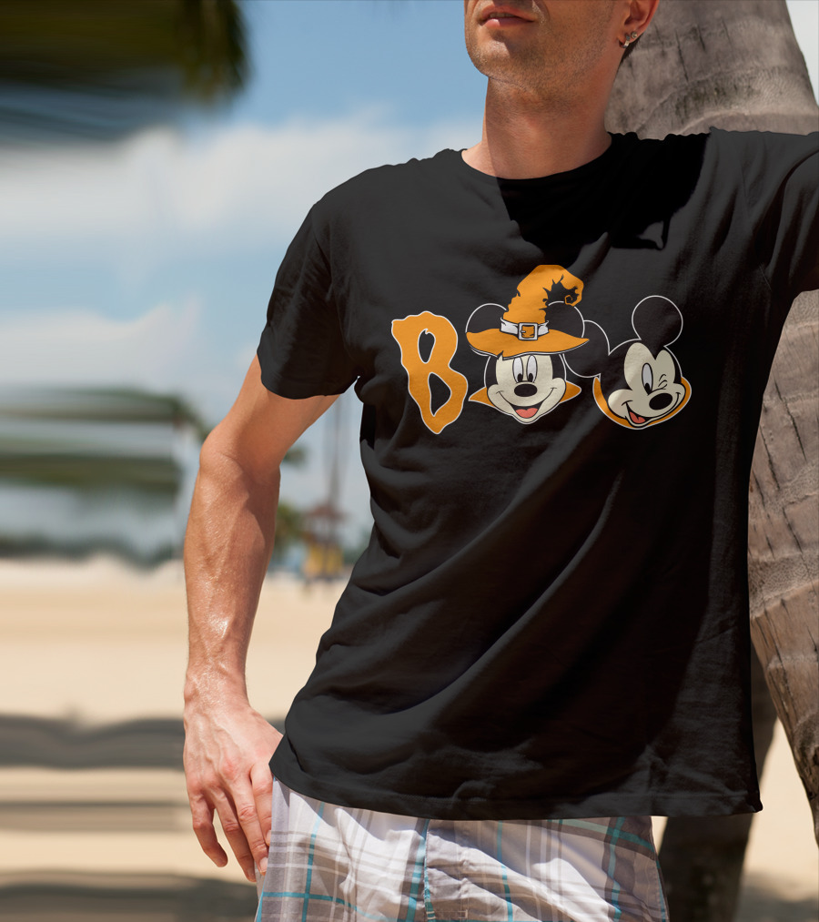 Boo Halloween Mickey Mouse Witch Hat T-Shirt