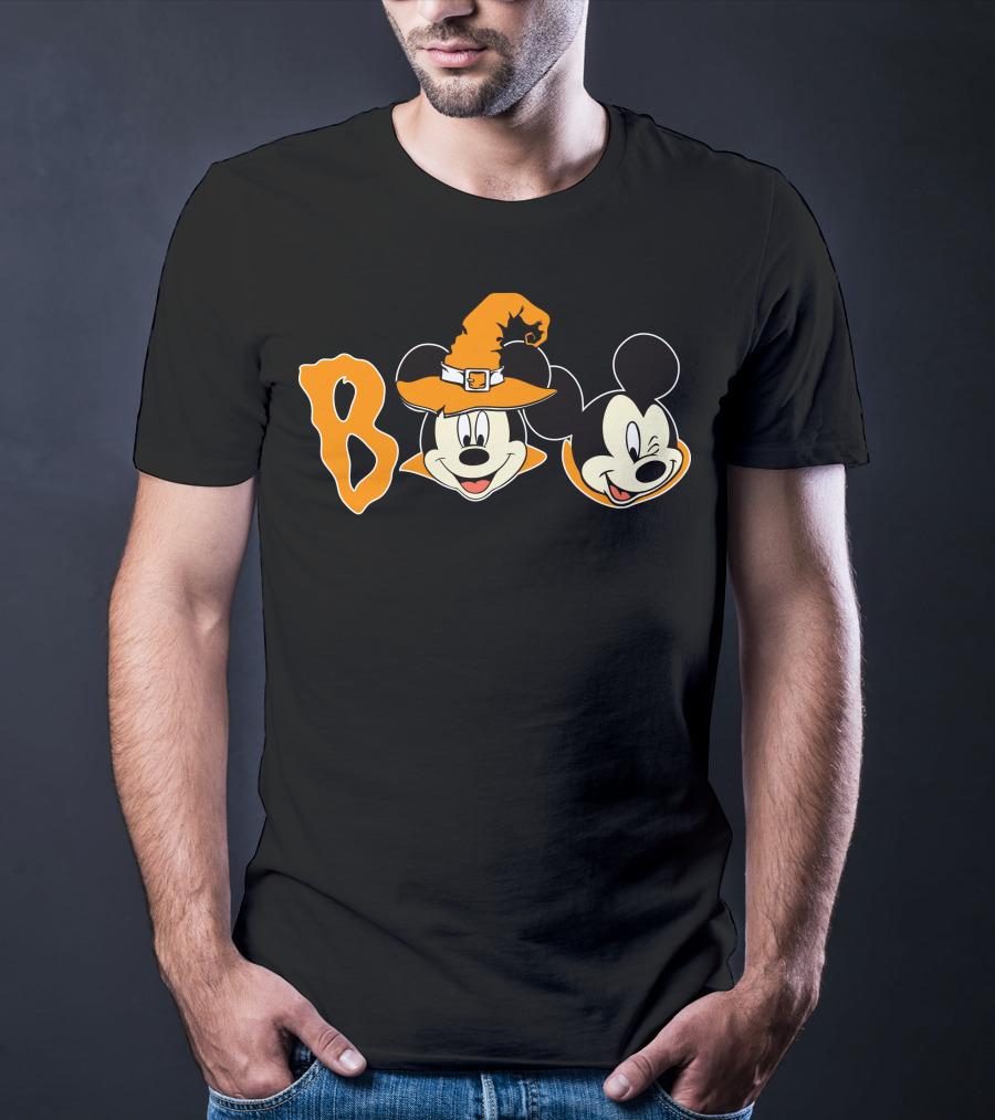 Boo Halloween Mickey Mouse Witch Hat T-Shirt
