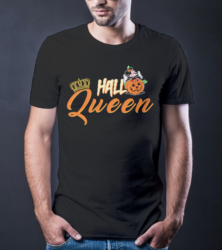 Hall Queen Crown Pumpkin Skeleton Halloween T-Shirt