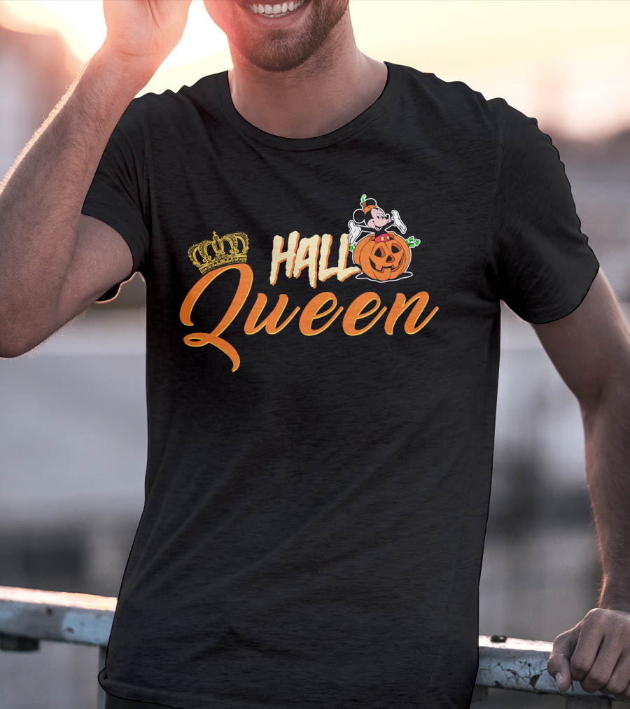 Hall Queen Crown Pumpkin Skeleton Halloween T-Shirt