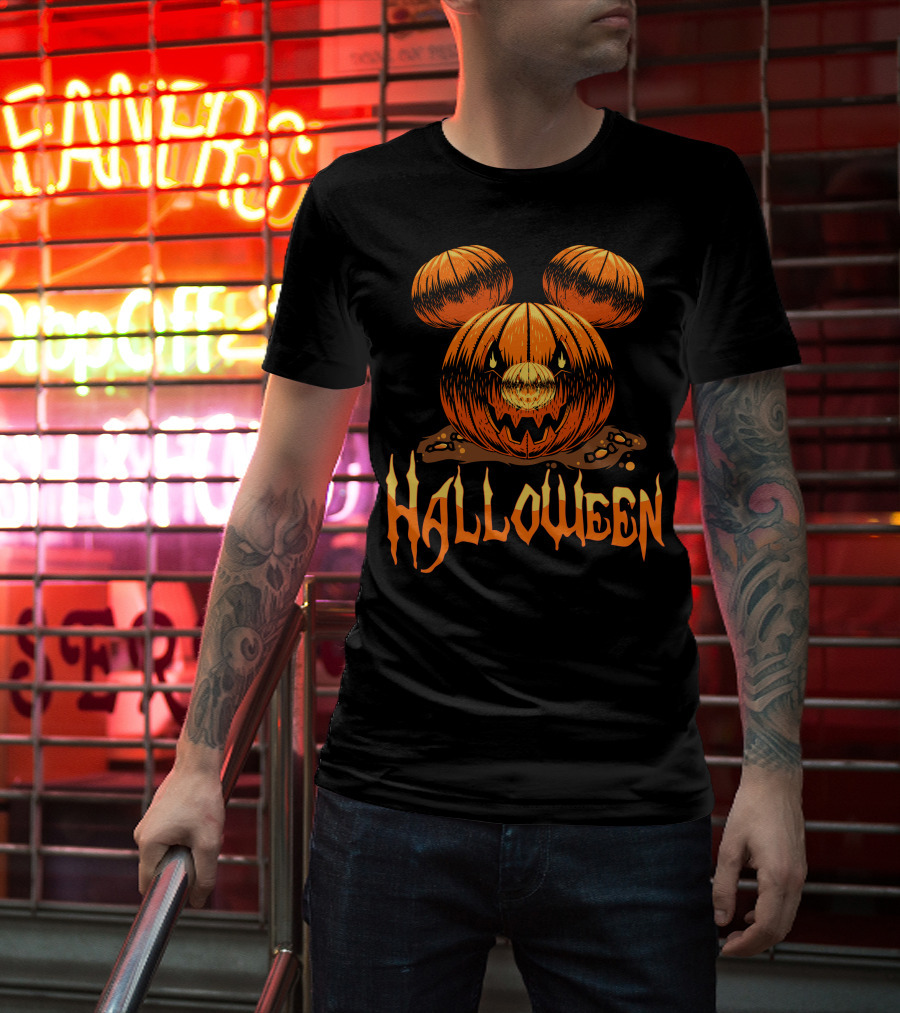 Halloween Pumpkin Mickey Ears T-Shirt