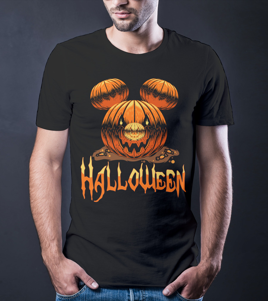 Halloween Pumpkin Mickey Ears T-Shirt